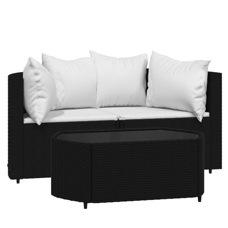Latitude Run® 3 Piece Rattan Sectional Seating Group with Cushions